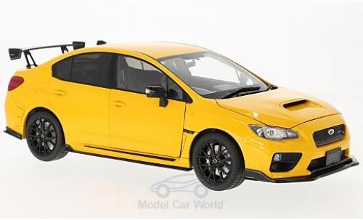 Modelauto Subaru WRX STI (S207) geel RHD 2015 NBR Challange Package 1/18 Sun Star