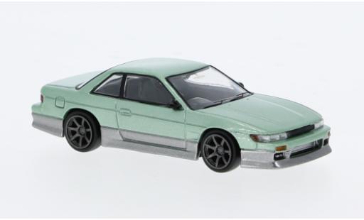 Modelauto Nissan Silvia S13 () Vertex metallic groen/grijs 1/64 Tarmac Works