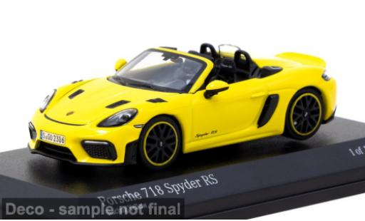 Modelauto Porsche 718 Spyder RS geel 1/64 Tarmac Works