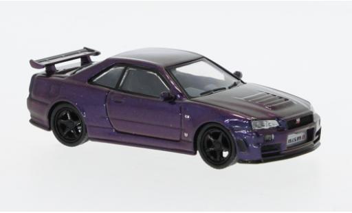 Modelauto Nissan Skyline R34 GT-R () Nismo Z-Tune metallic paars 1/64 Tarmac Works