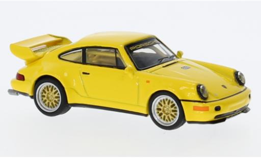 Modelauto Porsche 911 RSR geel 1/64 Tarmac Works