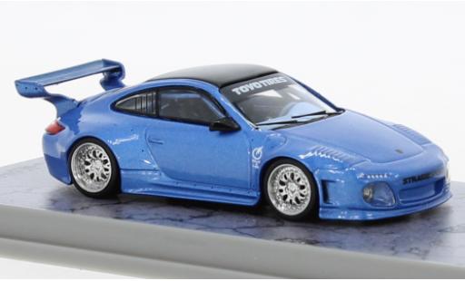 Modelauto Porsche 911 Base Liberty Walk metallic blauw 1/64 Tarmac Works