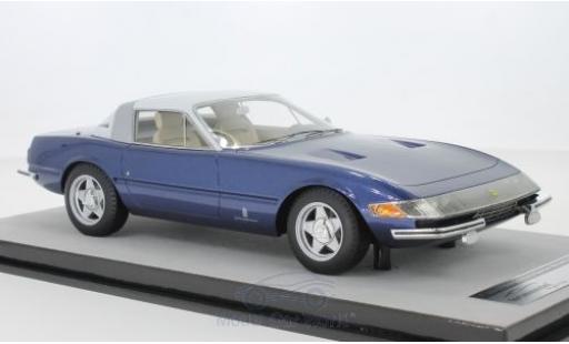 Modelauto Ferrari 365 GTB/4 Daytona Coupe Speciale metallic blauw/wit 1969 1/18 Tecnomodel