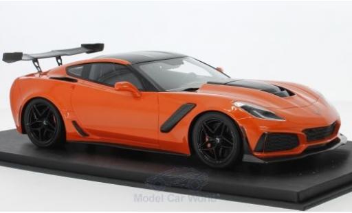 Modelauto Chevrolet Corvette ZR1 C7 ZR-1 metallic oranje/carbon 1/18 Top Speed