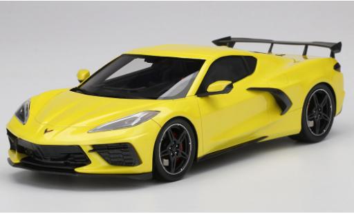 Modelauto Chevrolet Corvette Stingray C8 metallic geel 2020 1/18 Top Speed
