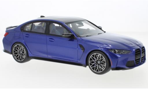 Modelauto Bmw M3 Competition (G80) metallic blauw 2021 1/18 Top Speed
