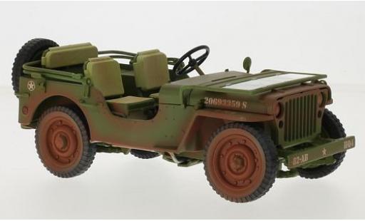 Modelauto Jeep Willys Militaire mat-olijfgroen/wit U.S. Army 1942 avec traces d 1/18 Triple 9 Collection