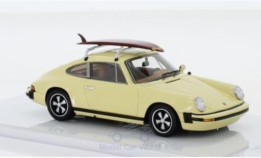Modelauto Porsche 911 S 911S 2.7 beige 1977 met Surfboard auf dakgep&Atilde;&curren;cktr&Atilde;&curren;ger 1/43 TrueScale Miniatures