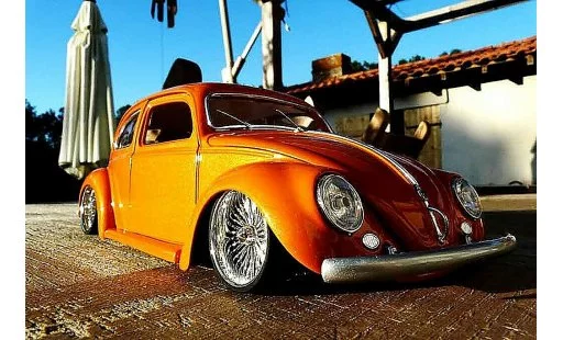 Volkswagen Kafer Base 1/18 Burago 1955 cox low ride oranje modelauto