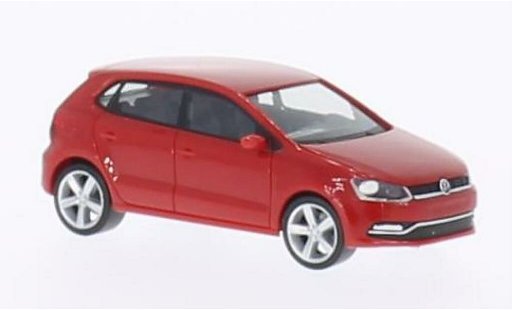 Volkswagen Polo Base 1/87 Herpa (6C) rood 5-Turer 2014 modelauto