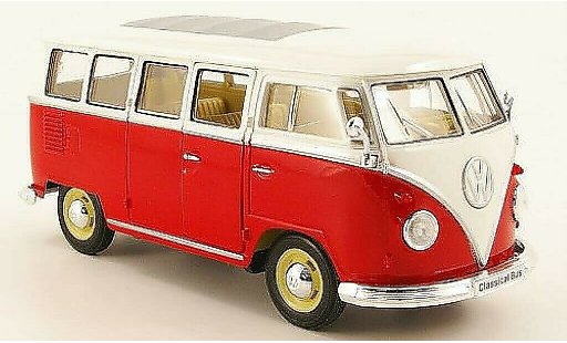 Volkswagen T1 B 1/24 Welly Bus rood/wit 1962 modelauto