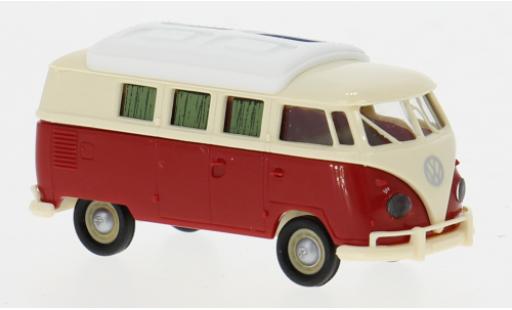 Modelauto Volkswagen T1 B Camper beige/rood 1960 1/87 Brekina