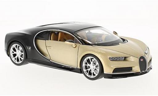 Modelauto Bugatti Chiron coupe beige/zwart 2016 1/24 Welly