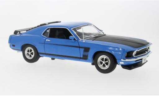 Modelauto Ford Mustang Boss 302 blauw/zwart 1969 1/18 Welly