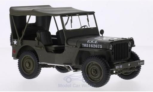 Modelauto Jeep Willys Militaire mat-olijfgroen U.S. Army gesloten 1/18 Welly