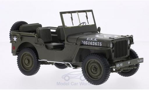Modelauto Jeep Willys Militaire mat-olijfgroen U.S. Army open 1/18 Welly