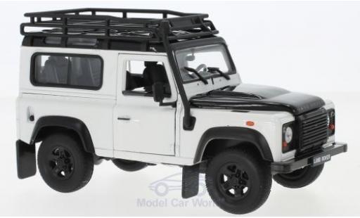 Modelauto Land Rover Defender Base wit/zwart met dakgep&Atilde;&curren;cktr&Atilde;&curren;ger 1/24 Welly
