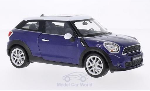 Modelauto Mini Cooper Paceman S metallic blauw/wit 1/24 Welly
