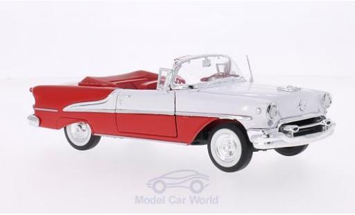 Modelauto Oldsmobile Super 88 Convertible Cabriolet rood/wit 1955 1/24 Welly