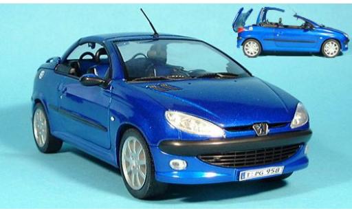 Modelauto Peugeot 206 CC blauw 1/18 Welly