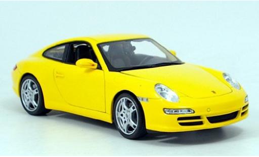 Modelauto Porsche 911 S Carrera Coupe geel 1/18 Welly
