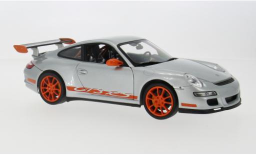 Modelauto Porsche 911 GT3 RS grijs/oranje 2007 1/18 Welly