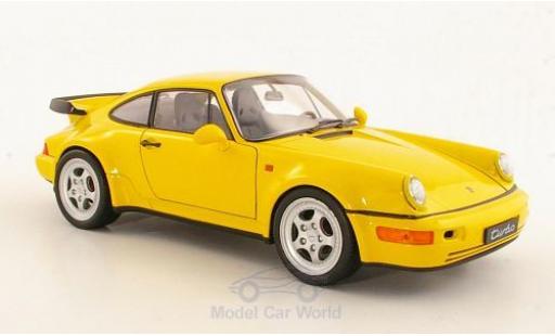 Modelauto Porsche 911 Turbo geel 1/18 Welly