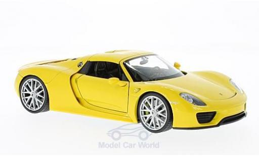 Modelauto Porsche 918 Base Spyder geel 1/24 Welly