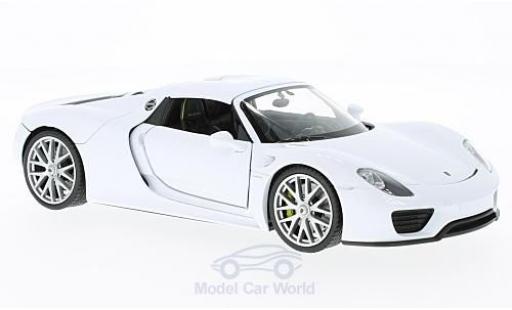 Modelauto Porsche 918 Base Spyder wit gesloten 1/24 Welly