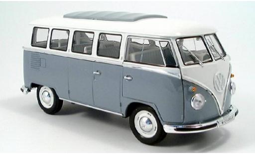 Modelauto Volkswagen T1 B Bus grijs/wit 1962 1/18 Welly