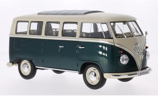 Modelauto Volkswagen T1 B Bus groen/wit 1962 1/18 Welly
