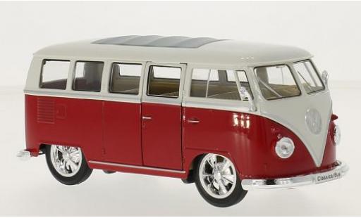Modelauto Volkswagen T1 B Bus Low Rider rood/wit 1963 1/24 Welly