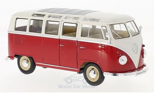 Modelauto Volkswagen T1 B Samba rood/wit 1963 1/24 Welly