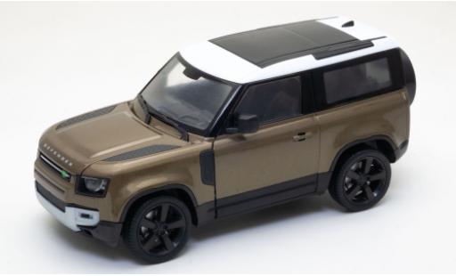 Modelauto Land Rover Defender Base metallic bruin/wit 2020 1/24 Welly