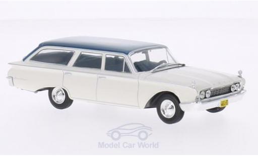 Modelauto Ford Ranch Wagon Break wit/metallic turquoise 1960 1/43 WhiteBox