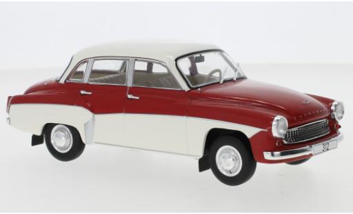 Modelauto Wartburg 312 Base rood/wit 1/24 WhiteBox