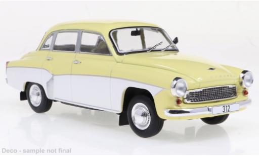 Modelauto Wartburg 312 Base geel /wit 1965 1/24 WhiteBox