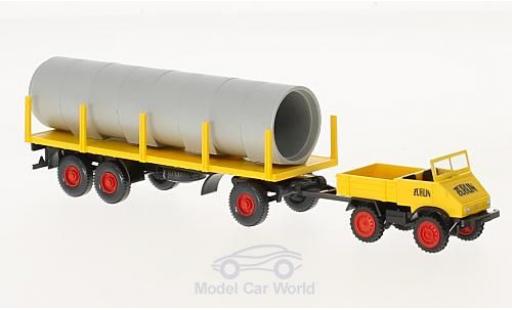 Modelauto Mercedes Unimog 406-425 U 411 Z&Atilde;&frac14;blin met Rungenanh&Atilde;&curren;nger en Ladung 1/87 Wiking
