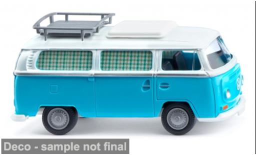 Modelauto Volkswagen T2 A Campingbus turquoise/wit 1967 1/87 Wiking